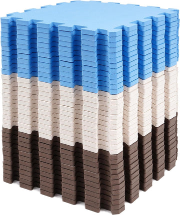 Balancefrom 36 Piece Kids Puzzle Play Mat, Foam Floor Tiles, Blue/Brown/Beige