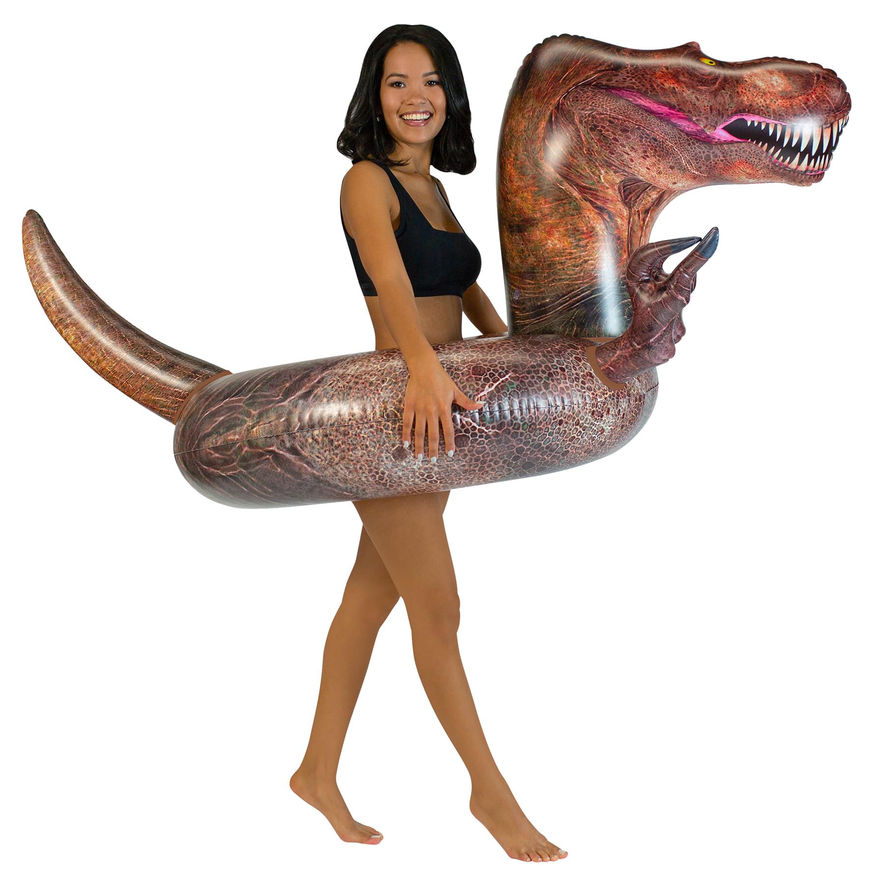 PoolCandy Inflatable 42 inch Animal Pool Tubes and Swim Rings (T-Rex Dinosaur Inflatable 42 inch Dino Pool Tube)
