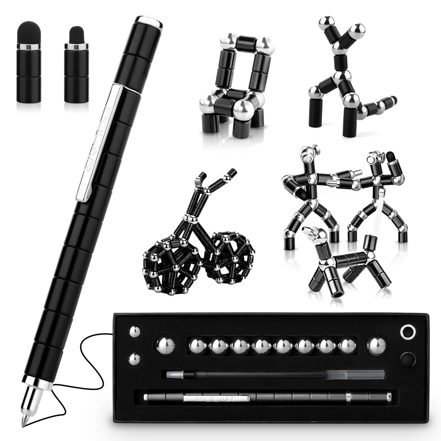 Machohome Fidget Pen Gifts Magnetic Pen Fidget Toys For Adults Teenage Girls Boys Adults,Toy Pen Decompression Toy Magnet Pen,Multifunctional Deformable Magnet Writing Pen(Black)