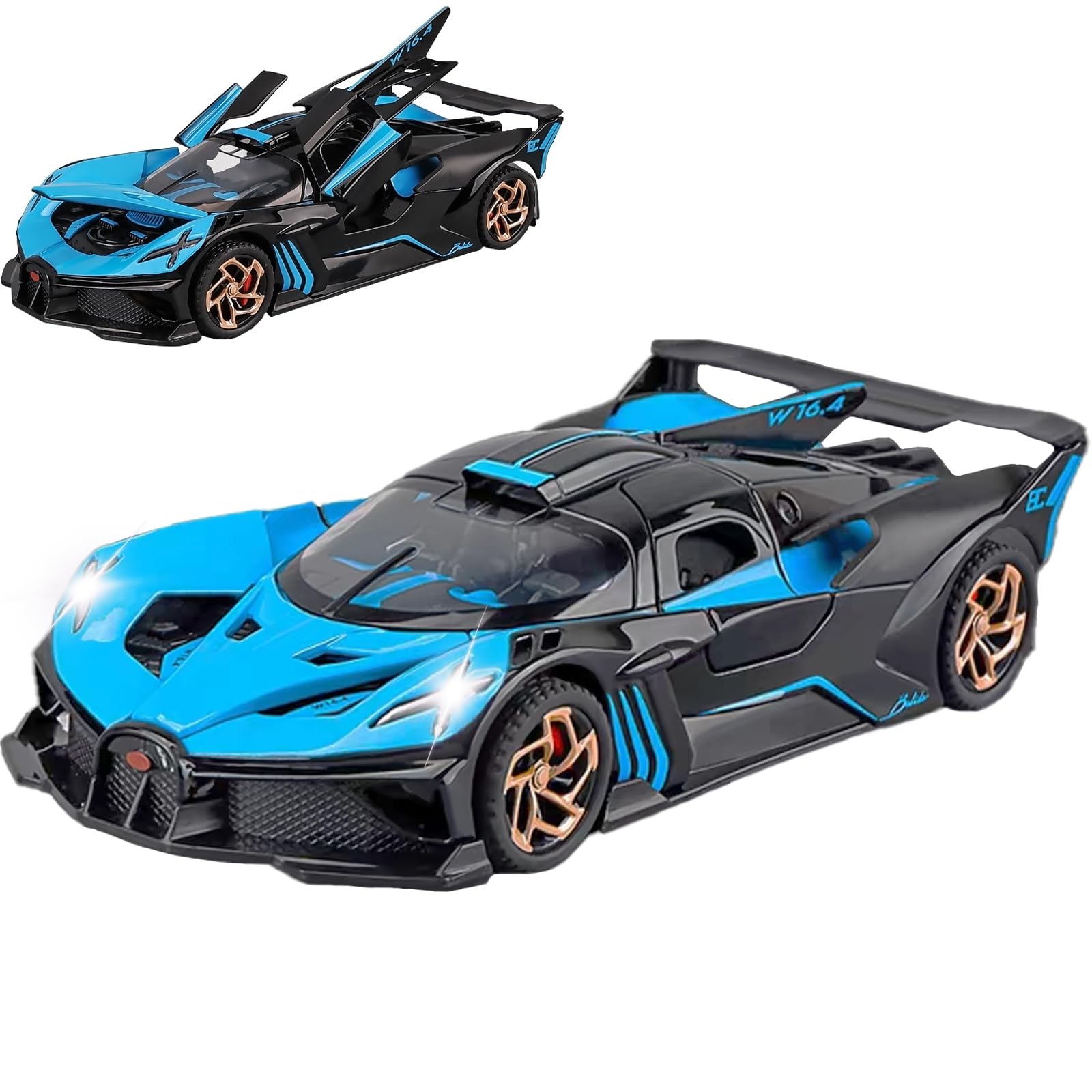 Toy Cars Compatible Bugatti Bolide Cars Toy Model Car Alloy 1:32 Diecast Collect Car Toy With Lights And Music, Pull Back For Ki