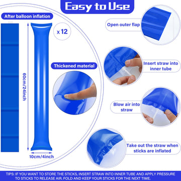 Sosation 36 Pcs Team Spirit Accessories, Cheerleading Pom Poms Hand Clappers Party Favors And Thunder Sticks Noise Makers For Sporting Events Football Baseball Cheering Essentials(Blue Silver)