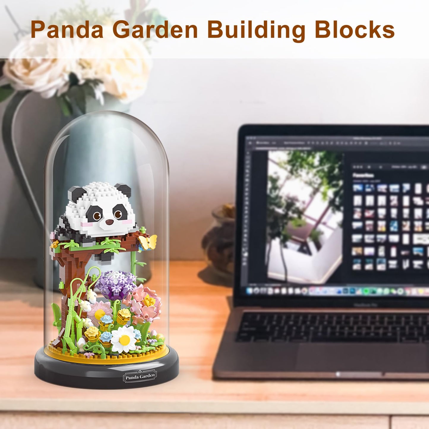 QARULUS Panda Flower Building Set for mature-themed Plant Friend Set Bonsai Tree Party Favors for Kids Animal Building Blocks Valentines New Year Easter Birthday Gift for Boys Girls Age 6-12+(Panda Flowers)
