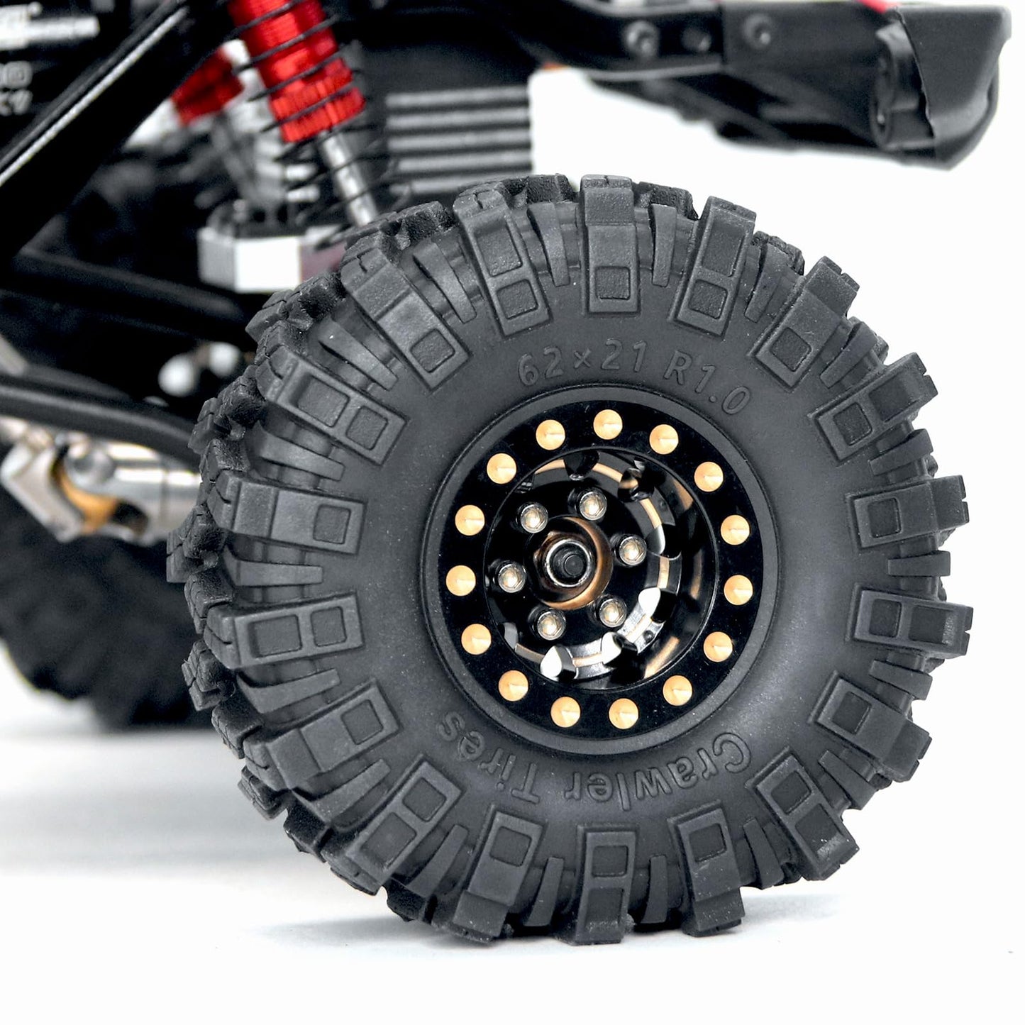OGRC 1.0 RC Wheel and Tires Brass Negative Offset 7mm Wheels with New Compound 1.0 Tires for 1/18 TRX4M 1/24 SCX24 C10 JLU Deadb