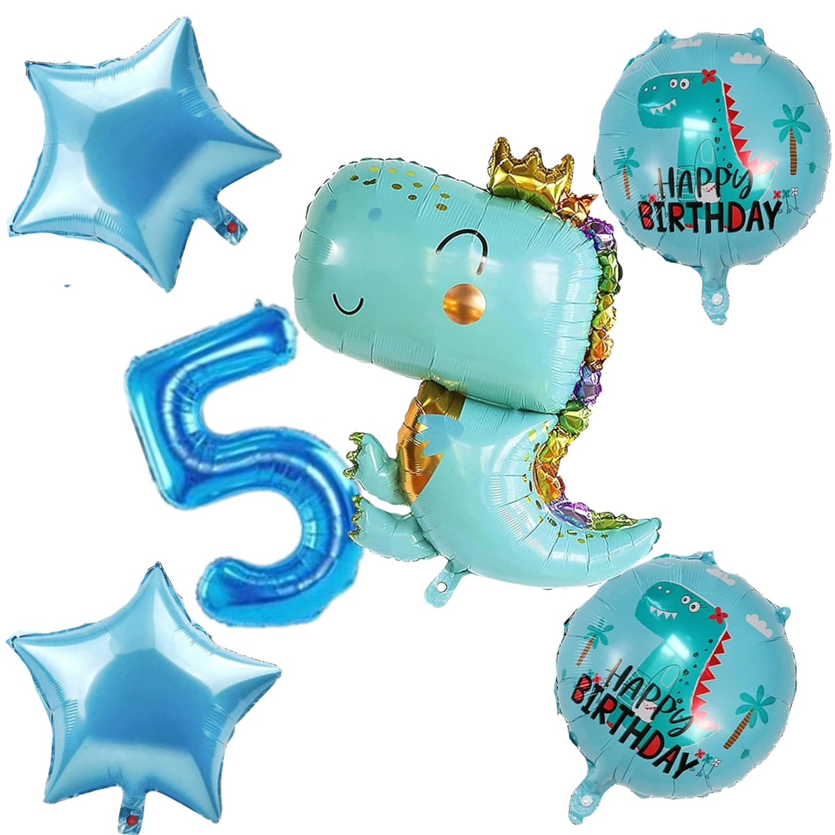 Fi  Flick In 6 Pcs Dinosaur Theme Birthday Decorations 5Th Year Jungle Theme Decoration Cute Baby Dino Foil Balloon Theme For K