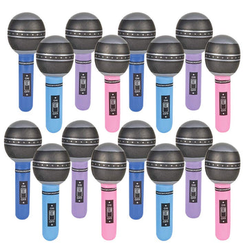 Artcreativity Inflatable Microphones, 24 Piece Set, Pretend Play Microphone Inflates, Durable Water Pool Toys In Assorted Colors, Fun Birthday Party Favors For Kids