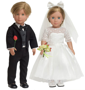 sweet dolly Doll Clothes Accesories First Communion Wedding Dress and Suit Set for American 18 inch Doll Boy and Girl