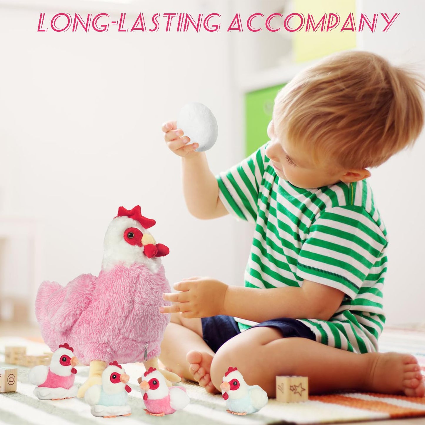 Xyhqyb Chicken Stuffed Animal Plush Toy, 9 In 1 Egg Laying Hen With Zippered Belly For Kids, Mommy Hen With Baby Chicks And Coop