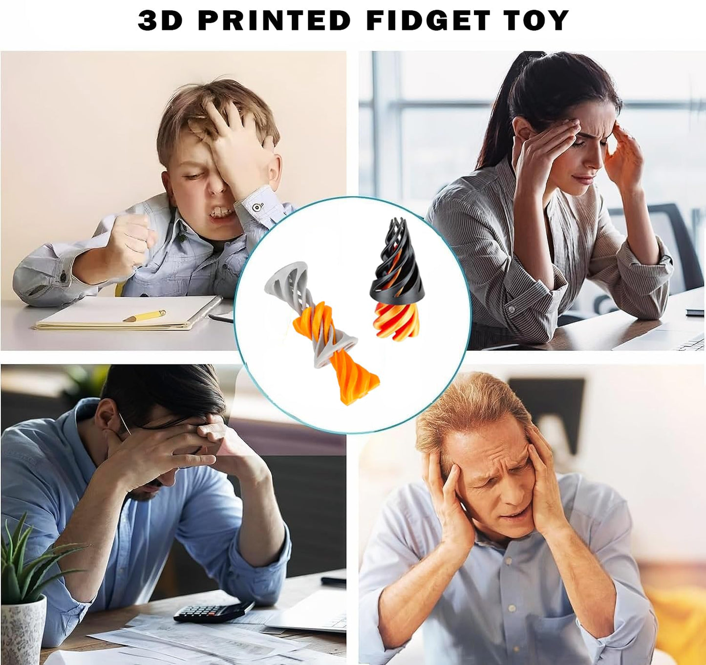2Pcs Impossible Cone, 3D Printed Spiral Cone Fidget Toy Impossible Pyramid Passthrough Toy, Birthday Gift For Kids Adults Sensory Fidgets Toys For Anxiety Stress Relief, Christmas Stocking Stuffers