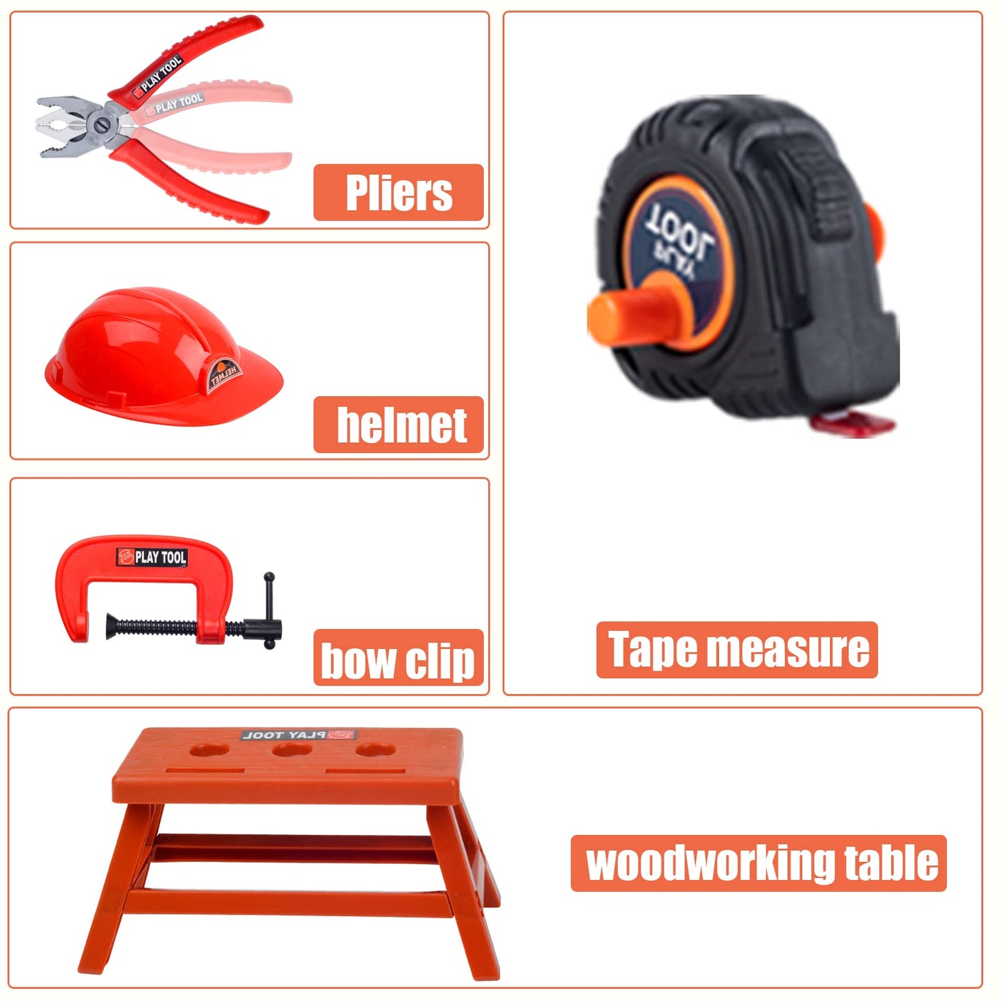 iKaufen Kids 68-Piece Toddler Tool Set with Tool Box & Electric Toy Drill - Pretend Play Construction Toy Set for Boys & Girls A