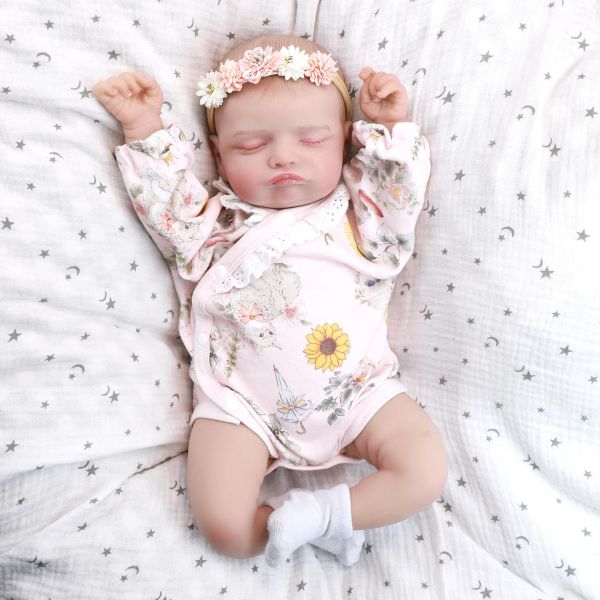 Bunadnes Reborn Baby Dolls  18 Inch Realistic Baby Dolls Sleeping Newborn Real Like Baby Doll with Weighted Soft Cloth Body for