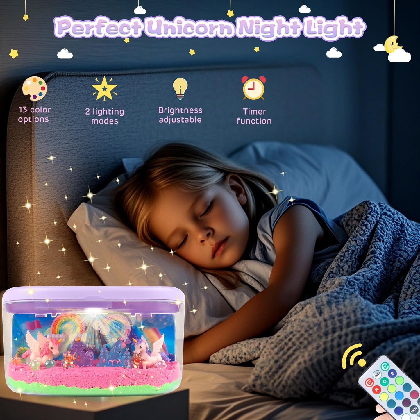 Plunack Unicorn Terrarium Light Up Kit for Girls - Birthday Gifts, Christmas Toy for Girls Age 4-5-6-7-8-11, DIY LED Night Light