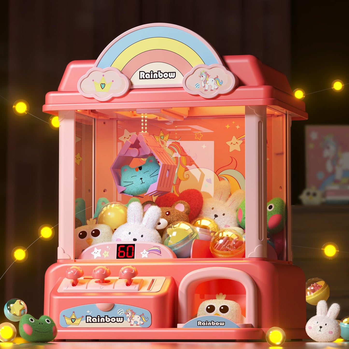 Dolive Claw Machine For Kids,Unicorns Toys For Girls Age 4 5 6 7 8 9 10+, Electronic Arcade Game Machine With Music, Pink Mini Vending Machine
