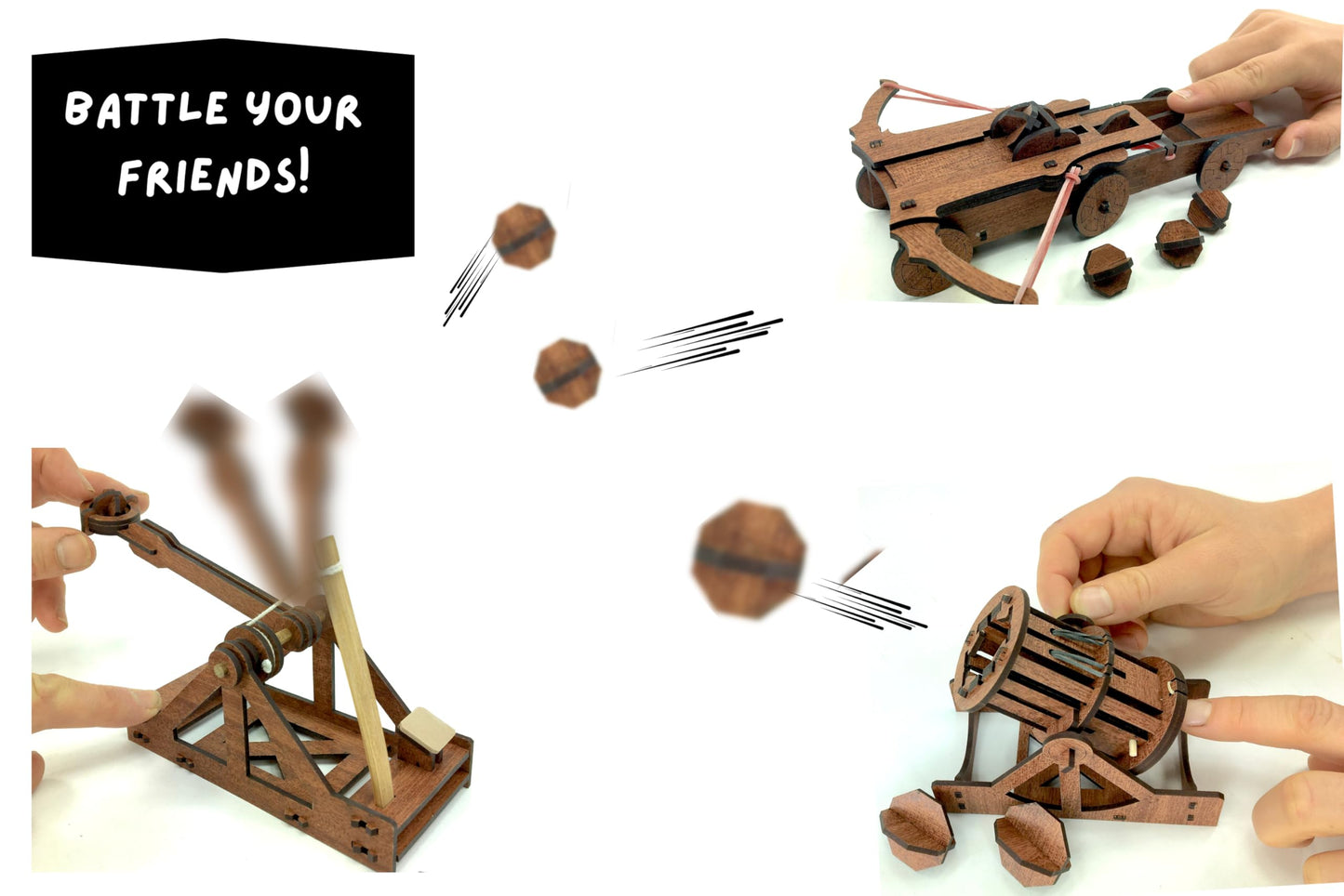 PATHFINDERS Leonardo Da Vinci  mini model kits catapult crossbow ard set of 3 Engineering kits Educational Toys for Kids Science kit for Kids Age 8-10 10-12 stem Projects Wood Building Kits
