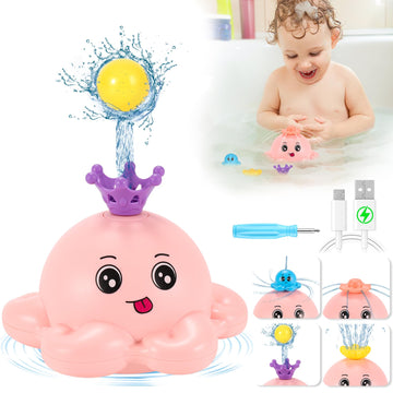 4 Modes Octopus Bath Toys, Rechargeable Baby Bath Toys, Light Up Bath Toys Sprinkler Bathtub Toys For Toddlers Infant Kids, Auto
