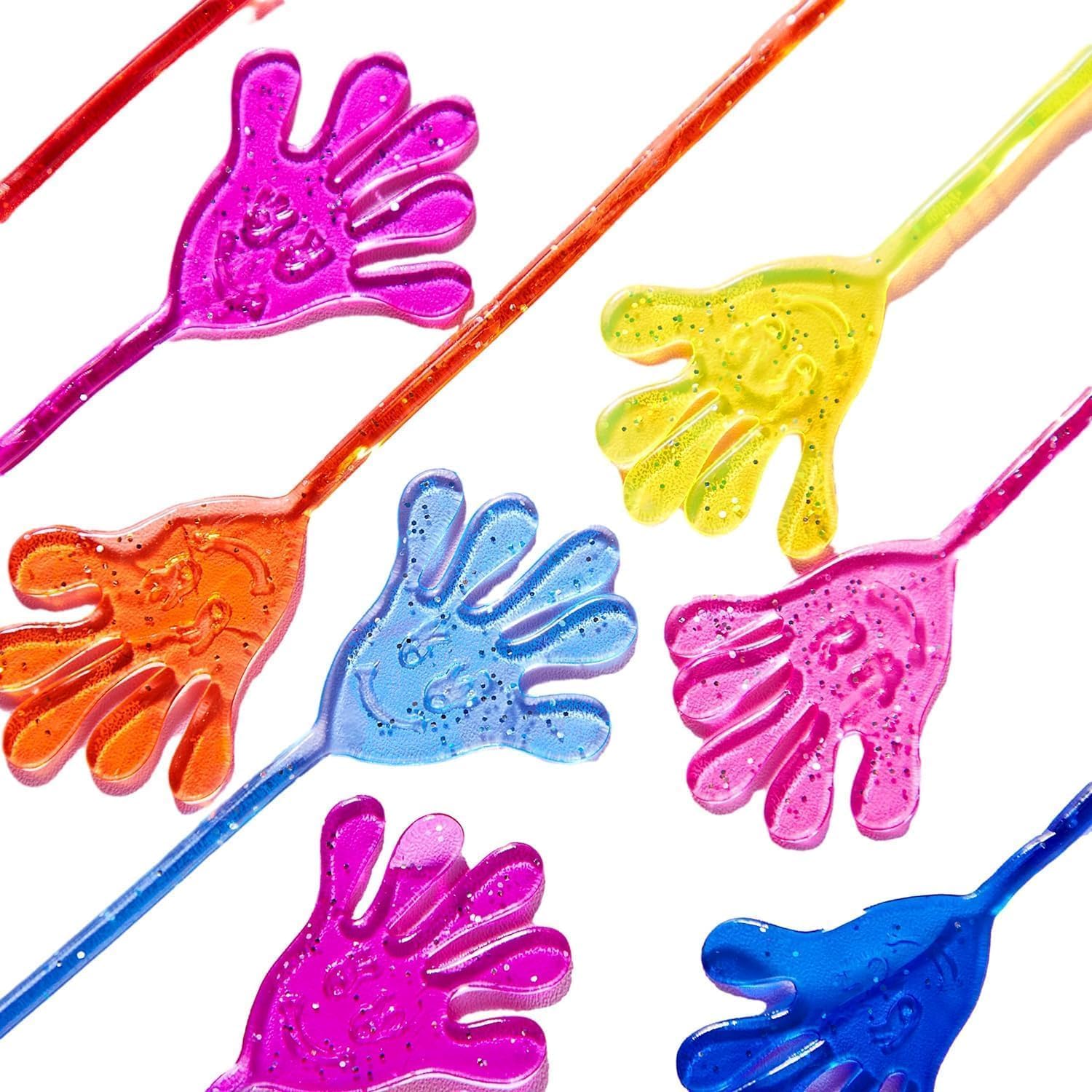 Adorox 72 Pieces Vinyl Glitter Sticky Hands Party Favor Birthday Gifts Toys Goodies (1 1/4 Long)
