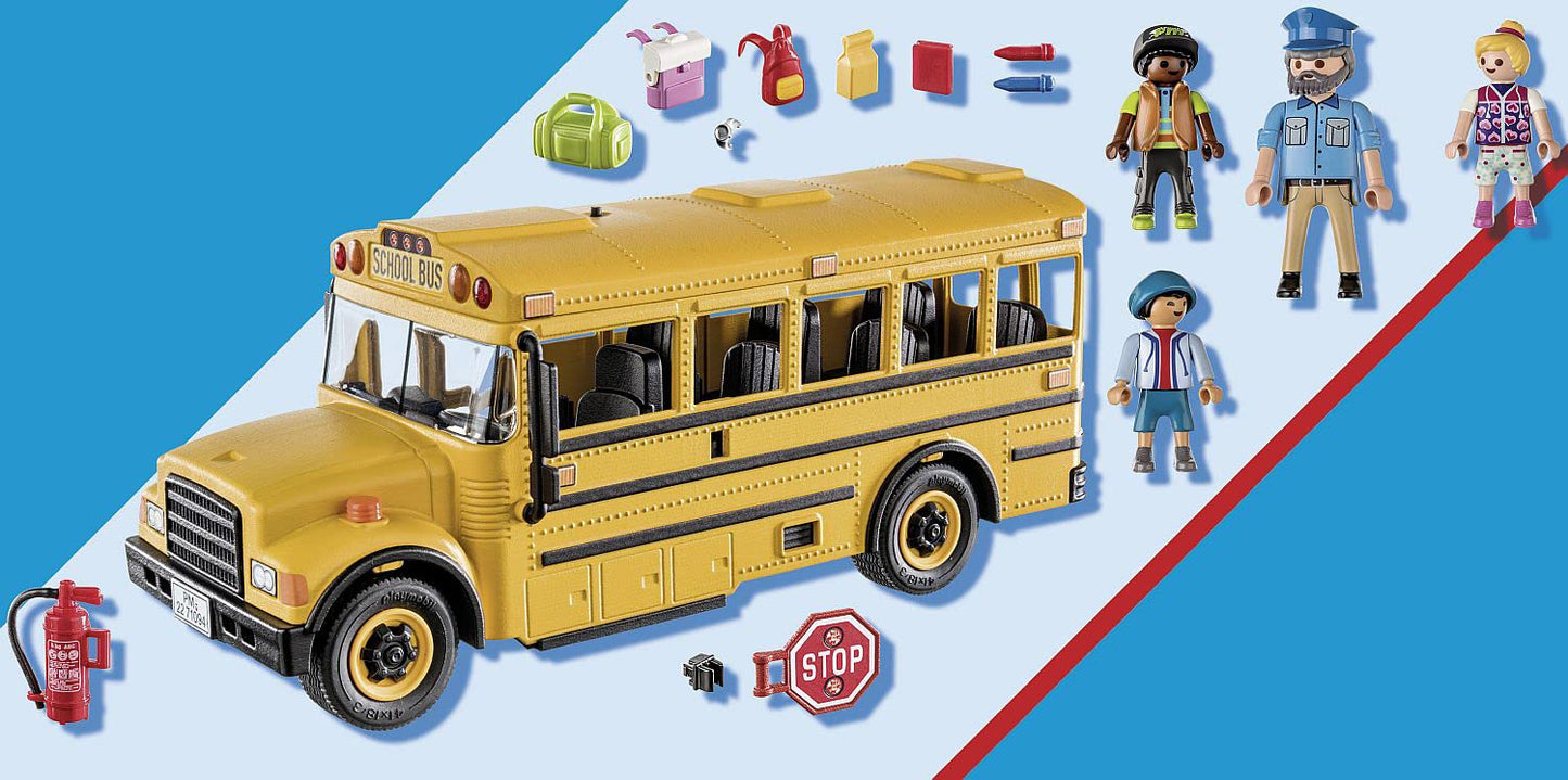 Playmobil School Bus 2022 Model - Multicoloured Plastic Toy for Kids