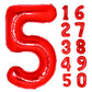40 Inch Giant Red Number 5 Balloon, Helium Mylar Foil Number Balloons For Birthday Party, 5Th Birthday Decorations For Kids, Ann