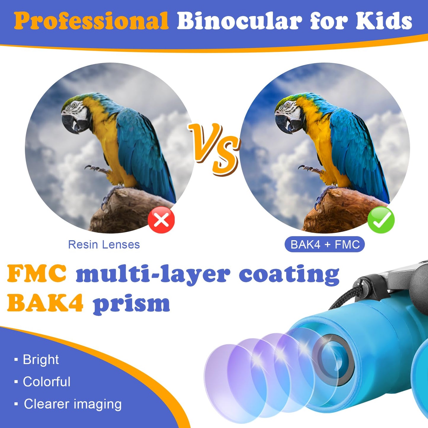 Binoculars for Kids Best Gifts for 3-12 Years Boys Girls 8x21 High-Resolution Real Optics Mini Compact Binocular Toys Shockproof