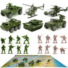 23 Pack Die-cast Military Vehicles Sets,6 Pack Assorted Alloy Metal Army Models Car Toys,16 Pack Soldier Army Men,1 Playmat,Mini