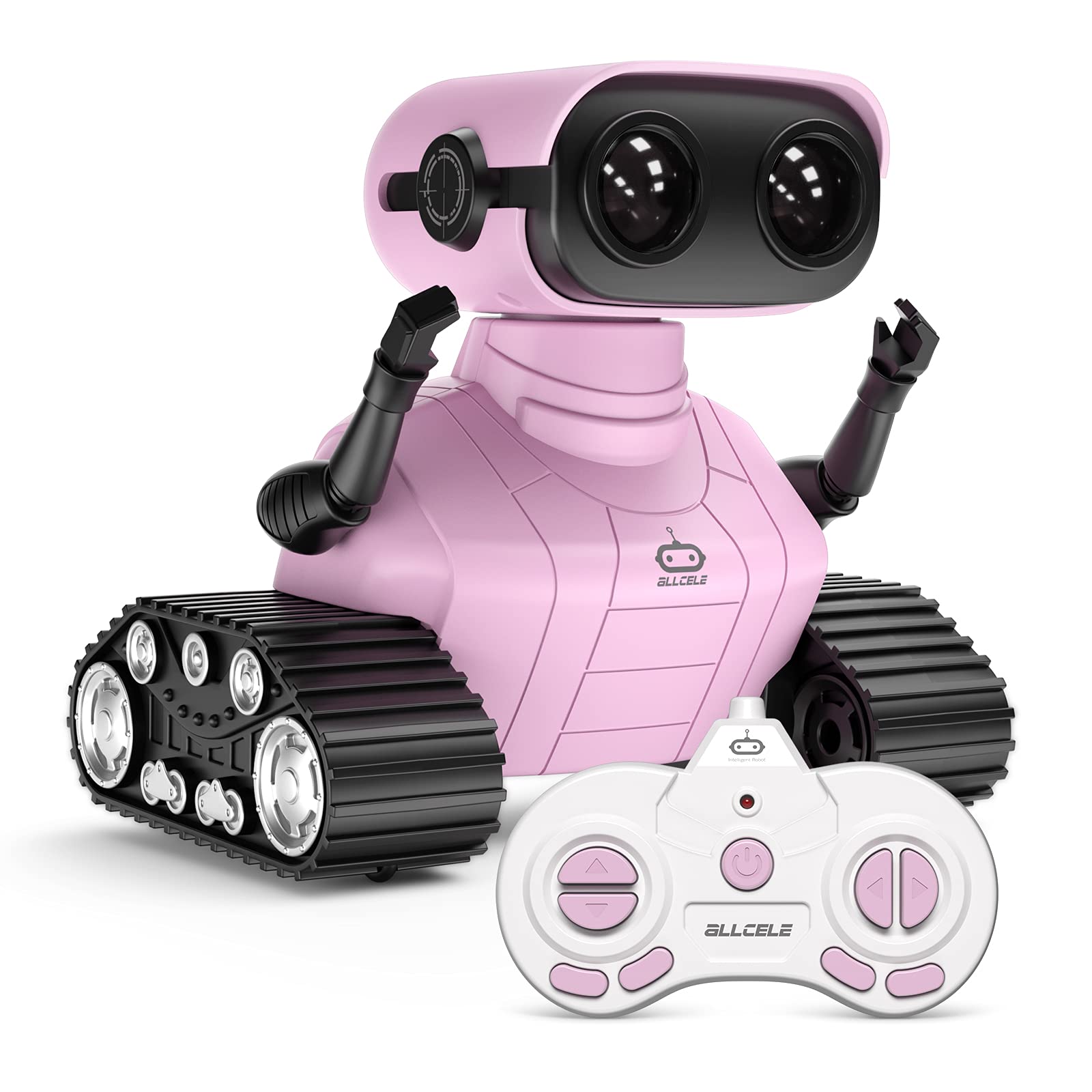 ALLCELE Girls Robot Toy, Rechargeable RC Robot for Kids, Remote Control Toy with Music and LED Eyes, Gift for Children Age 3 Yea