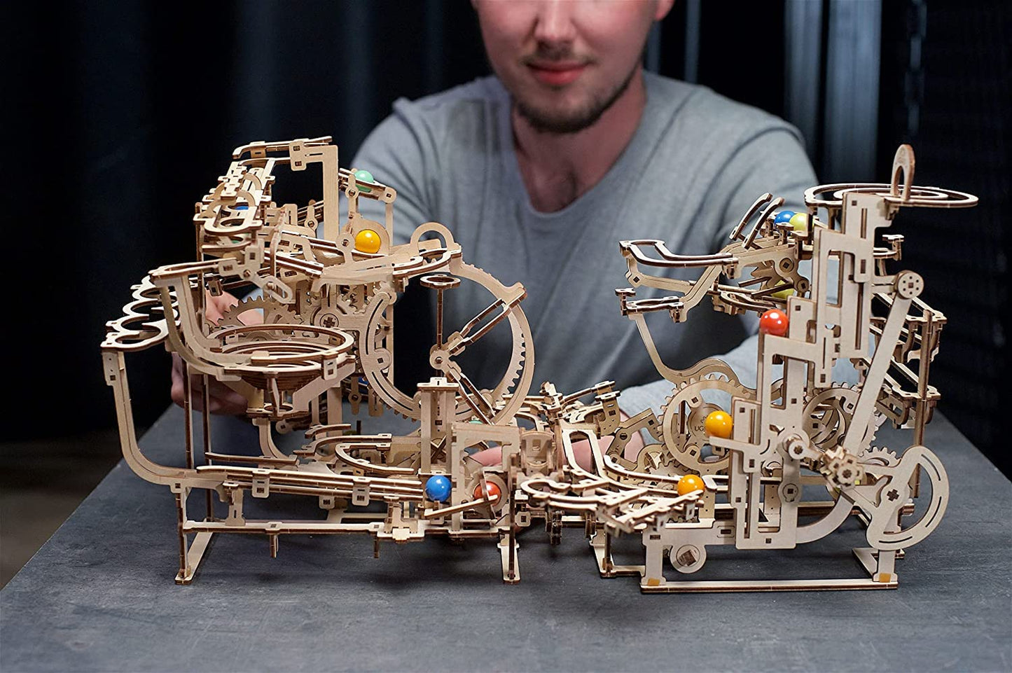 UGEARS 3D Wooden Puzzles for mature-themeds - Wooden Marble Run Tiered Hoist Model Kit - Advanced Wooden 3D Puzzle Model Building Kits - DIY Marble Race as Hobbies for Men and Women mature-themed Crafts - 315 Pcs