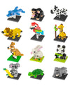 FUN LITTLE TOYS Mini Animal Building Blocks - 12 Pack Multicolor Plastic Party Favor for Kids, Small Toy Prizes, Goodie Bag Stuffers