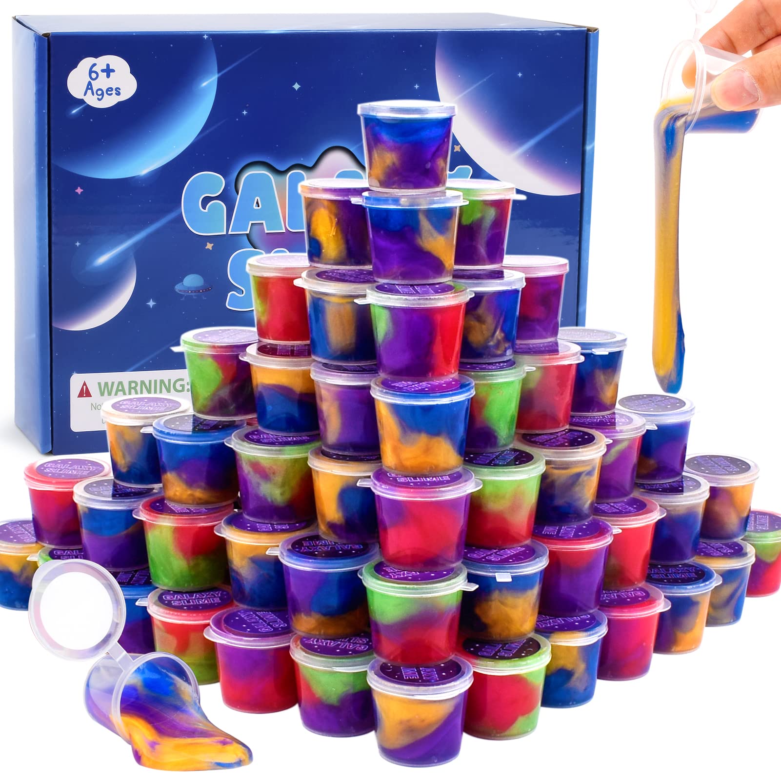 Galaxy Slime Kit with 60 Pack Slime Party Favors for Kids  Non Sticky Wet Soft Sludge Toy Mini Slime Bulk for Boys Girl  Stress Relief Goodie Bags  Christmas Stuffers
