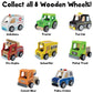 Wooden Wheels Natural Beechwood Chunky Cars and Vehicles Imagination Generation | For Children +12 Months | Red Firetruck