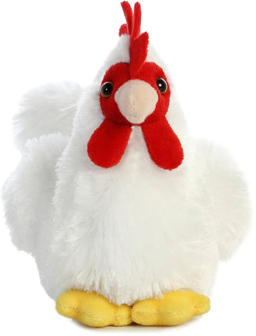 Aurora® Mini Flopsie™ Chicken Stuffed Animal, 5.5" White, Soft Polyester, Ideal for Kids and Families