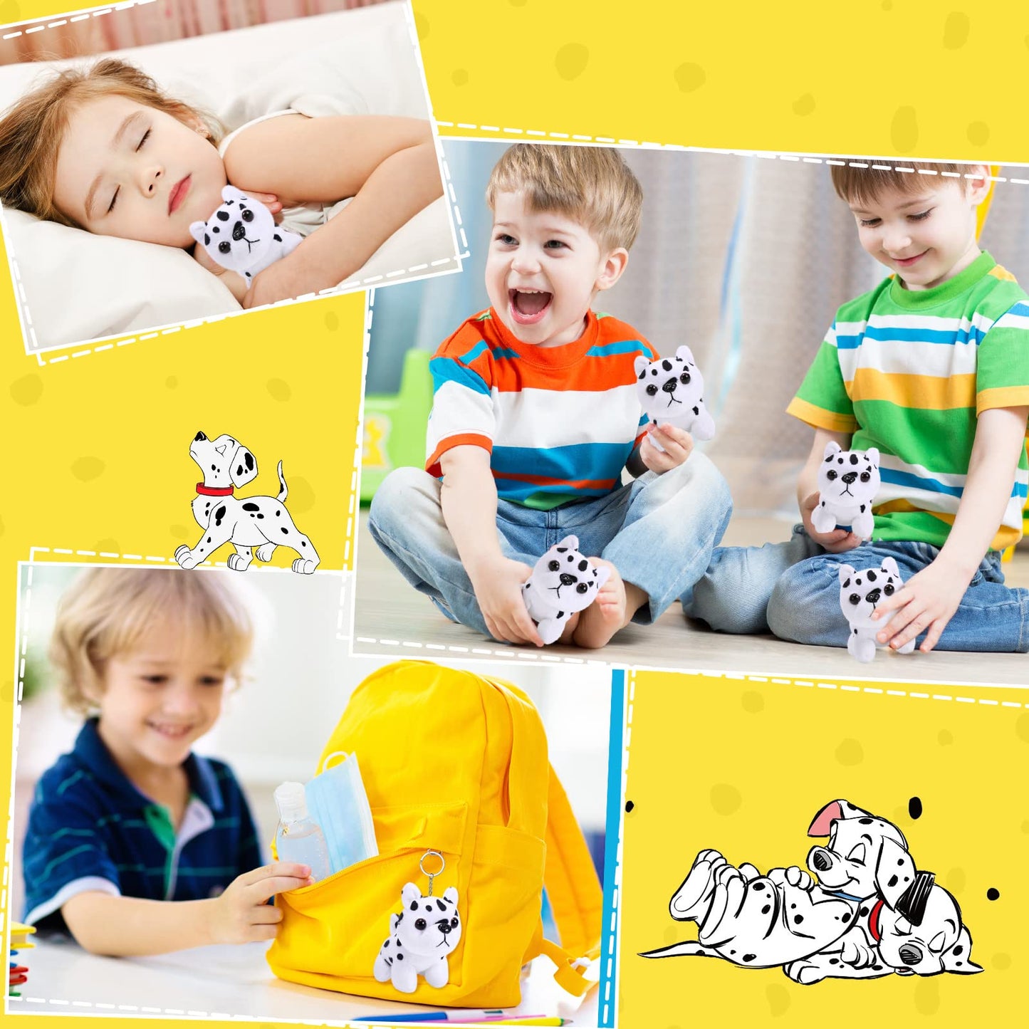 Sumind 9 Pcs Valentine Mini Plush Dog Stuffed Animals Bulk Dog Plush Party Favors Small Soft Plush Dog Toy For Easter Goodie Bag Fillers Baby Show Birthday(Dalmatian)
