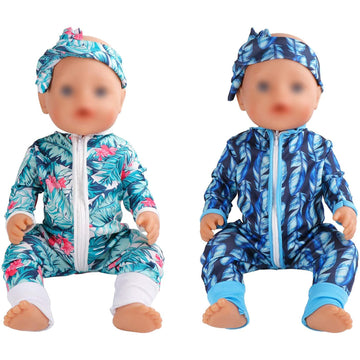Sotogo 5 Sets Baby Doll Clothes Outfits Jumpsuits With Headbands For 14 To 17 Inch Baby Doll, 43Cm New Born Baby Doll, American 18 Inch Doll Clothes And Accessories