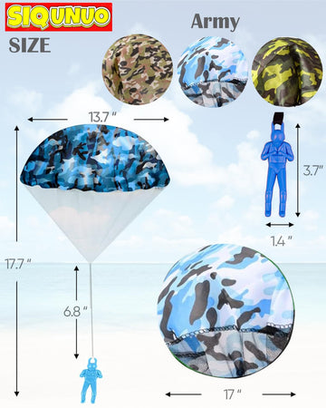 Siqunuo Army Parachute Toys For Kids, 6 Pack Tangle Free Outdoor Toys Parachute Men For Kids, Small Toys For Kids Ages 4-8 9 10
