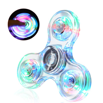 Scione Led Fidget Spinner, 1 Clear Rainbow Spinner, Light Up Toy For Kids, Adhd Anxiety Reducer, Glow In The Dark, Return Gift, 