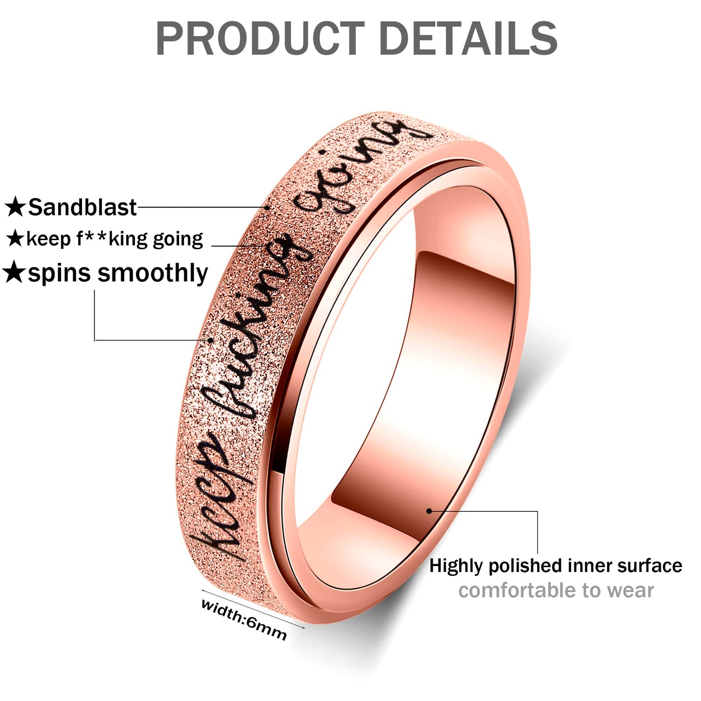 Luckyamor Fidget Rings Women For Anxiety Rings:Stainless Steel Fidget Rings For Men Spinner Ring Personalized Inspirational Fidg