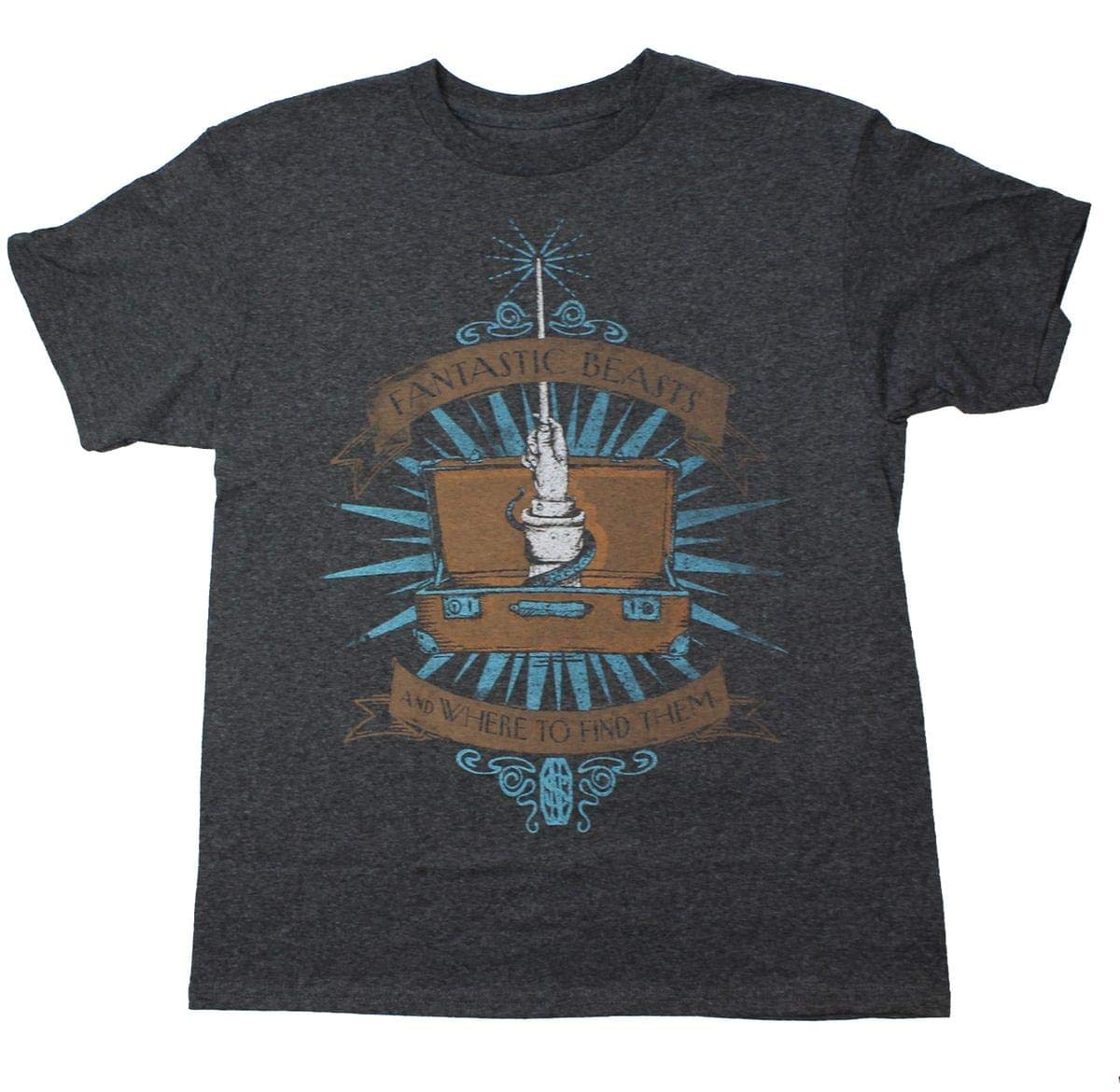Bioworld Fantastic Beasts Youth Charcoal Logo T-Shirt: Large