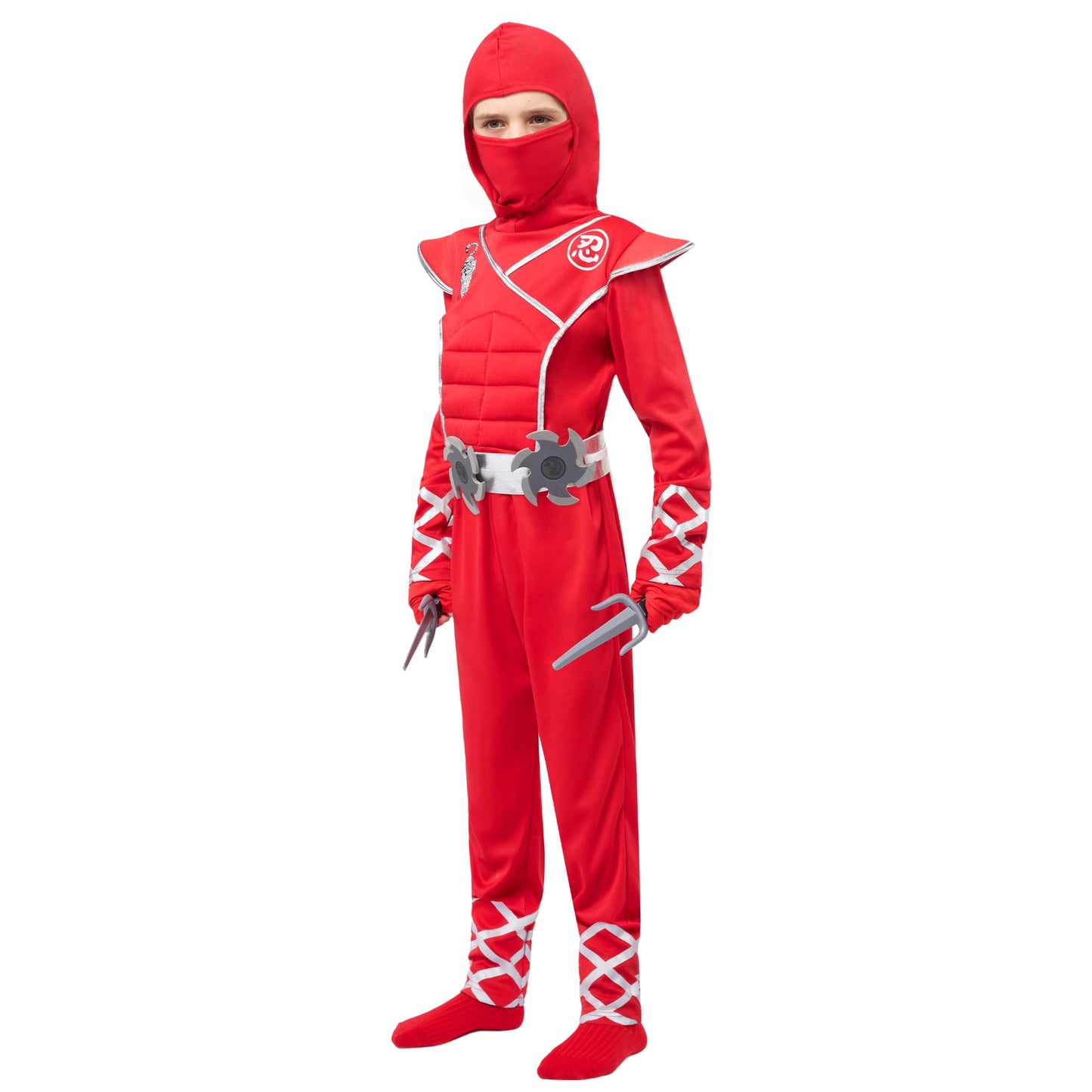 Spooktacular Creations Halloween Ninja Costume  Red Ninja Outfit Set for Kids  Halloween Costumes with Accessories for Boys Dress Up and Role Play Party (Large  10-12 yrs)