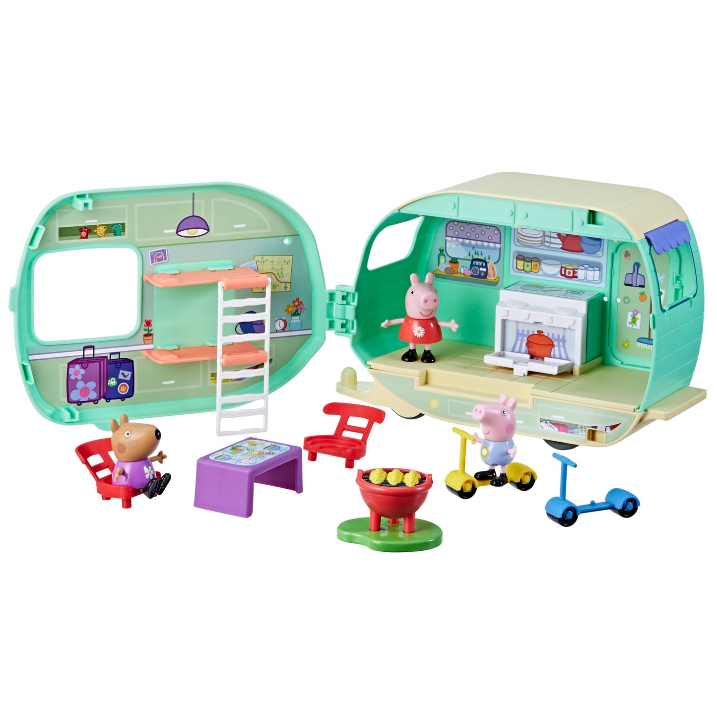 Peppa Pig Caravan Playset - Pink - One Size - Model F8863 - Plastic Toy for Creative Play