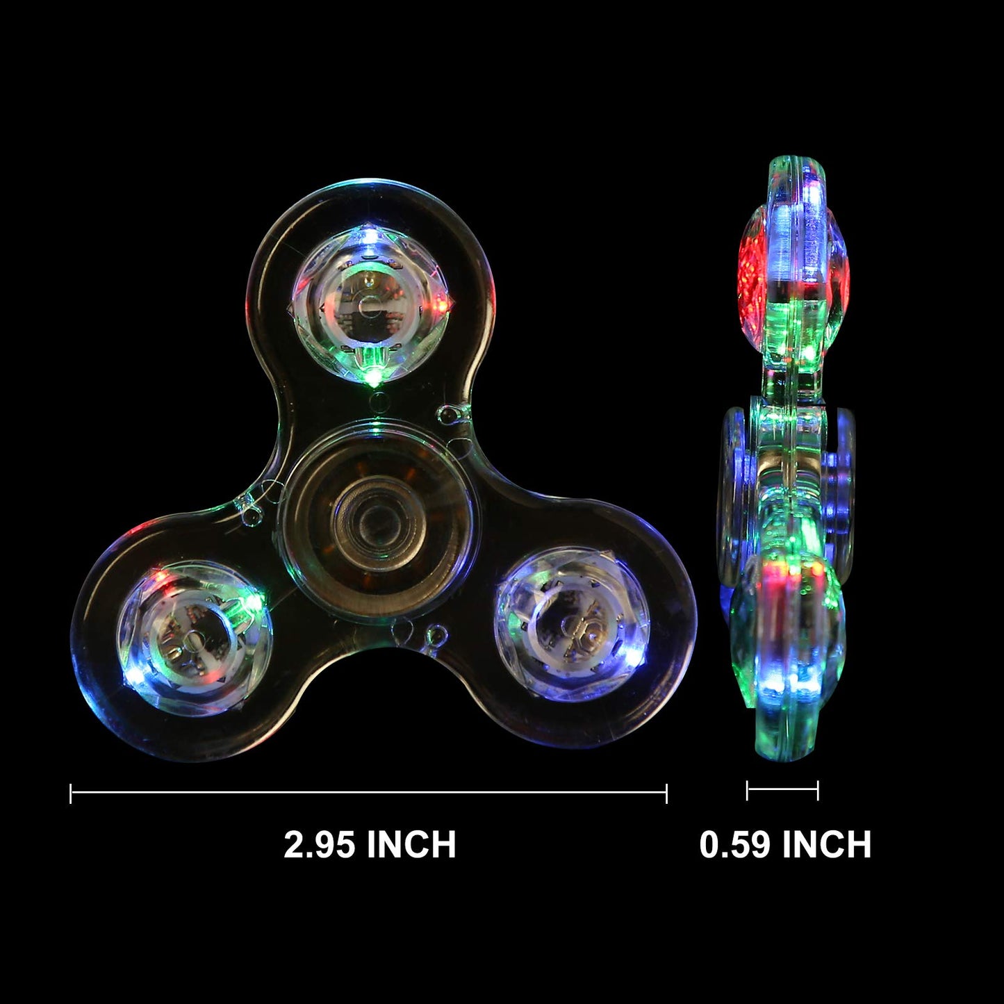 Scione Led Fidget Spinner, 1 Clear Rainbow Spinner, Light Up Toy For Kids, Adhd Anxiety Reducer, Glow In The Dark, Return Gift,