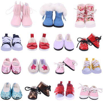 Sotogo 9 Pairs American Wellie Doll Shoes Include Random Style Boots Sneakers Canvas Shoes Girl Wishers Doll Shoes Fit For 14 To 14.5 Inch Dolls