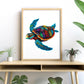 Cafthub Wooden Jigsaw Puzzles A4 - Animal Shaped - Wooden Puzzles For Adults And Family (Colorful Sea Turtle)