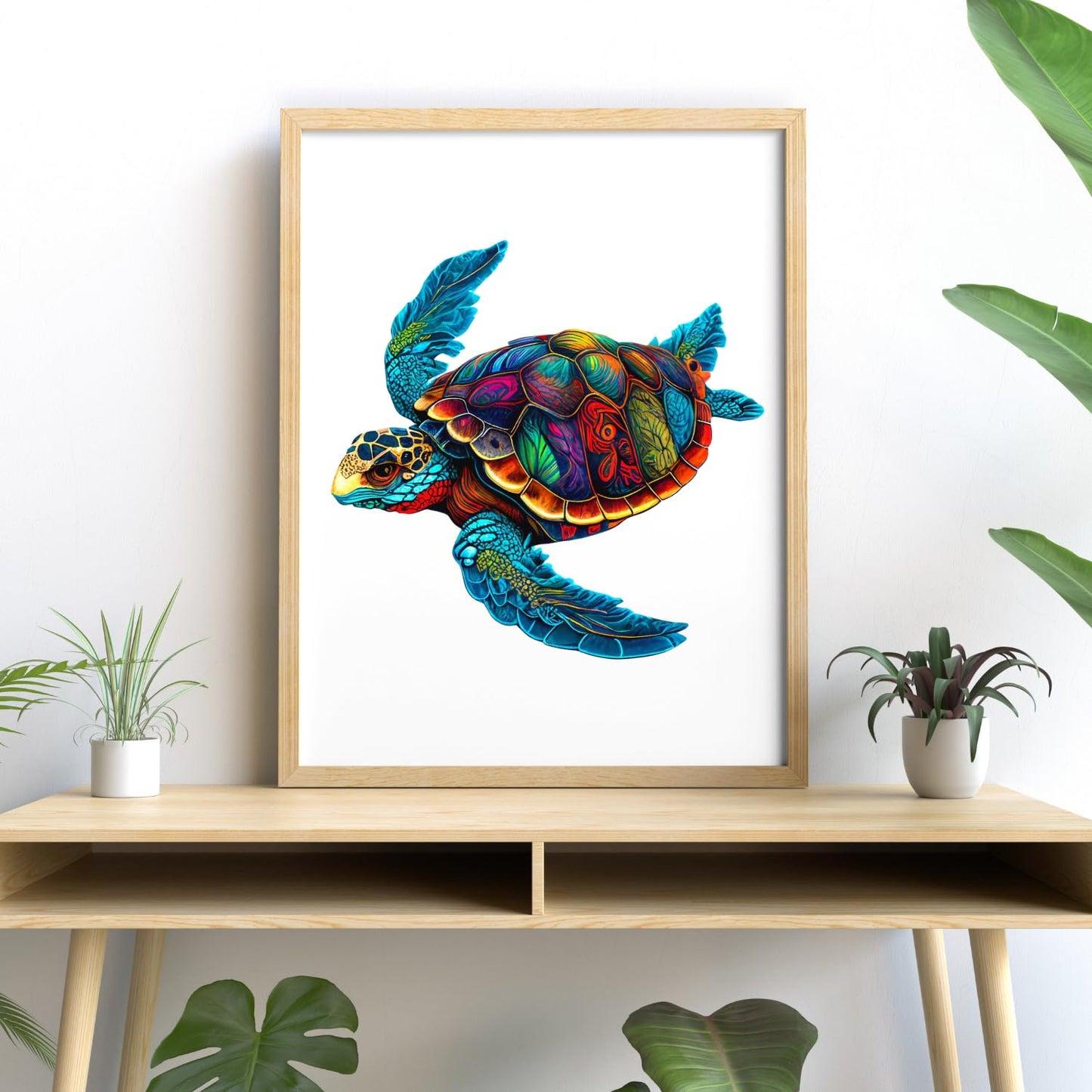 Cafthub Wooden Jigsaw Puzzles A4 - Animal Shaped - Wooden Puzzles For Adults And Family (Colorful Sea Turtle)