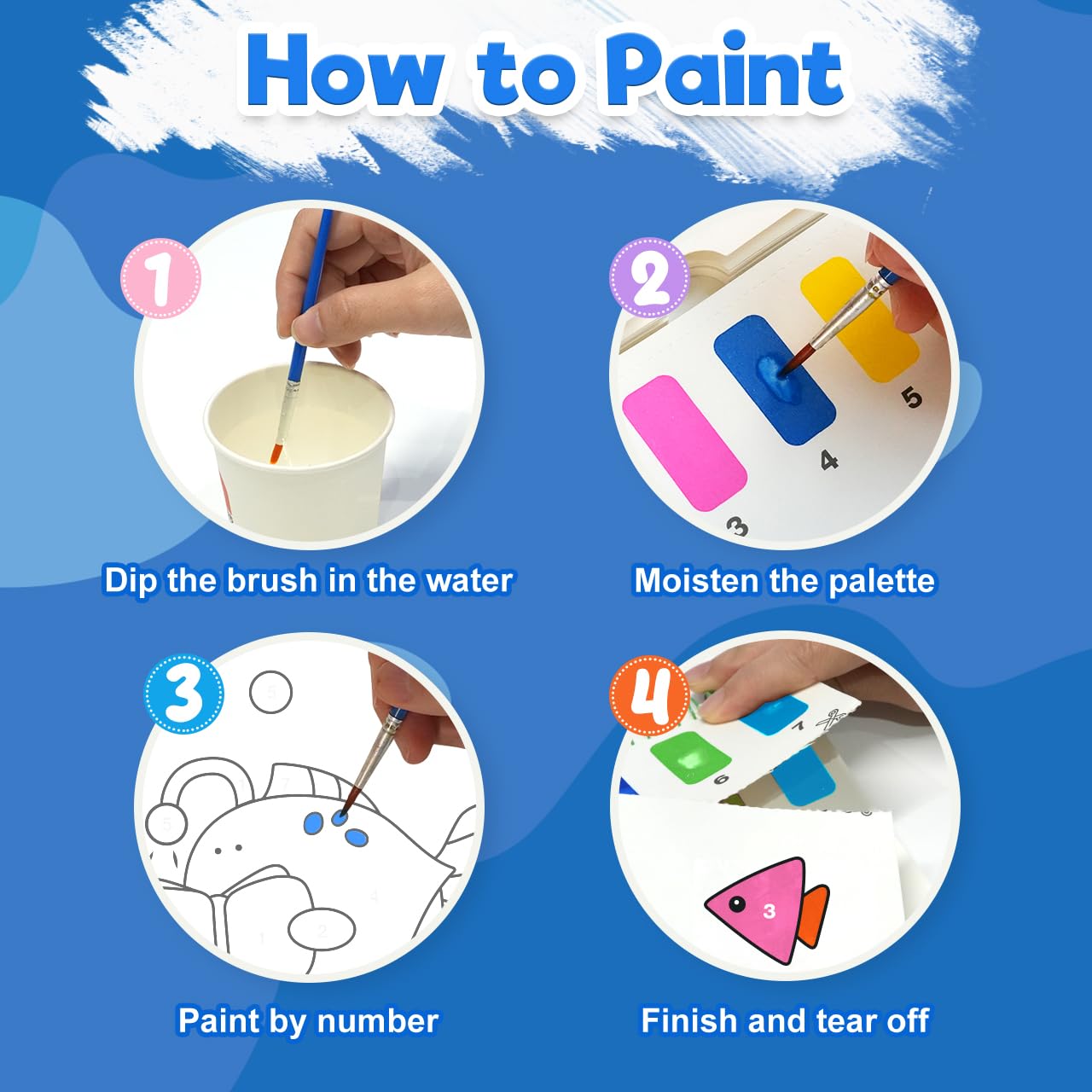 Zmlm Paint With Water Books For Kids - Easter Basket Stuffers Mess Free Coloring Activity For Toddlers - Arts & Crafts Gifts Toys For Valentines Birthday Christmas Boy Girls Ages 4 5 6 7 8(Sea)