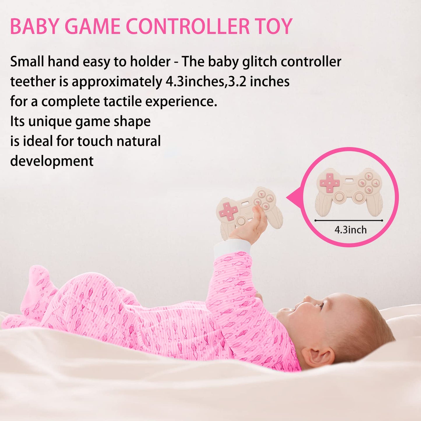 Cool Remote Game Control Teething Toy For Babies 0-6 6-12 Months,Game Controller Teether For Gamer Parents,Baby'S First Valentines Day Gifts,Silicone Remote Chew Toys(Pink