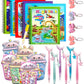 AMYCAUR Magic Water Coloring Book Set for Kids  Pack of 24 (6 Magic Water Books, 6 Pens, 6 Keychains, 6 Cute Pouches) Reusable 