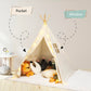 Atlasonix Kids Teepee Tent - 100% Cotton Canvas, Beige, 1.9ft x 1.9ft x 5ft, Model TP_CRM, Indoor Play Tent for