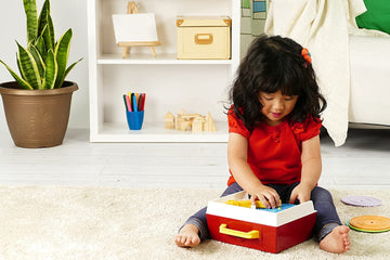 Fisher Price Classics Record Player - Retro Interactive Toy for Kids, Toddlers, Unisex, 18 Months+, Blue/Yellow/White
