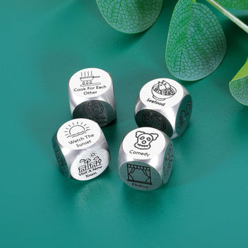 4PCS Date Night Dice for Couple 25th Anniversary Day Gifts for Couple 50th 11th Year Anniversary Steel Gift Wedding Gifts Bridal