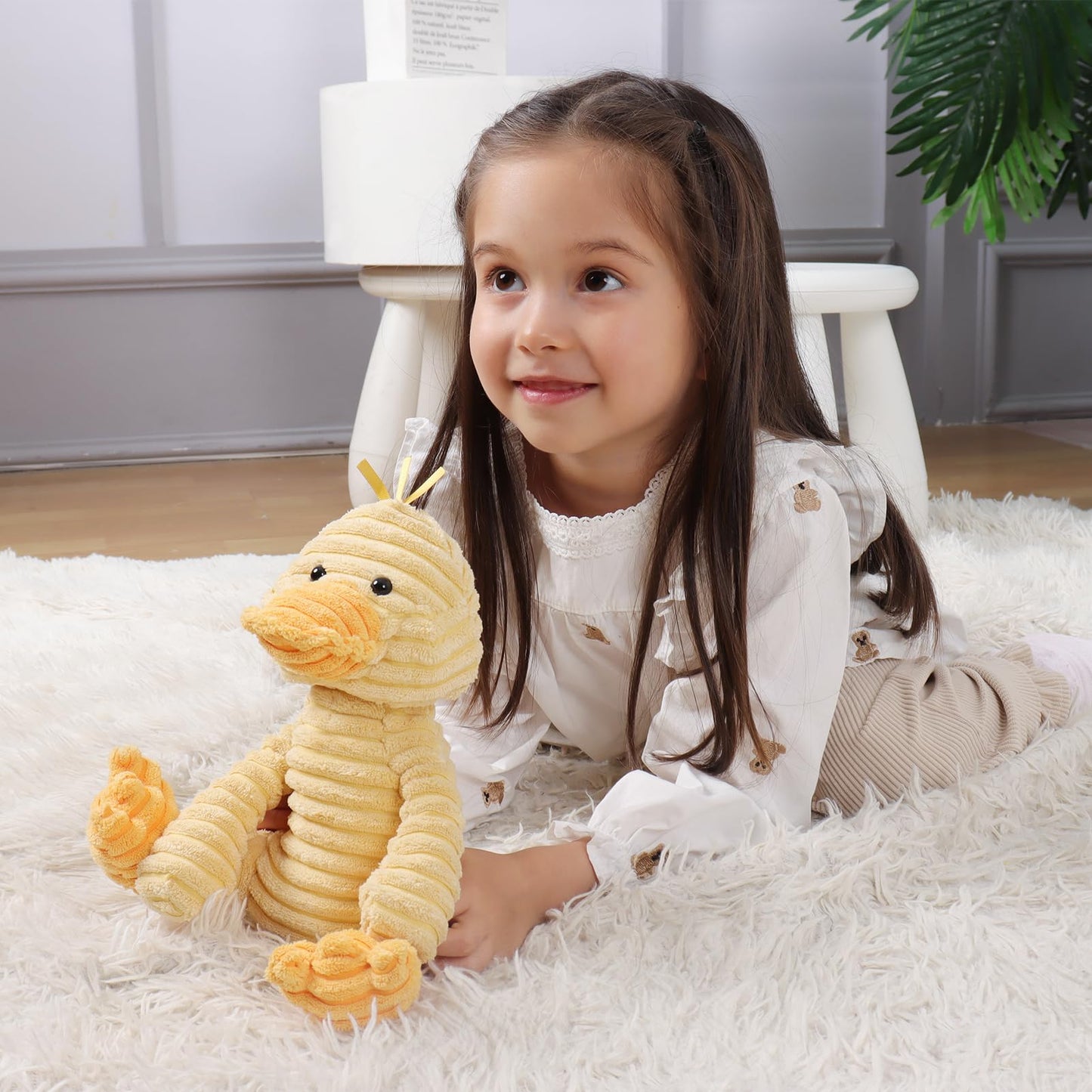 Apricot Lamb Plush Corduroy Duck Stuffed Animal, Soft Cuddly Toy, 8.5 Inches, Small, Perfect for Children