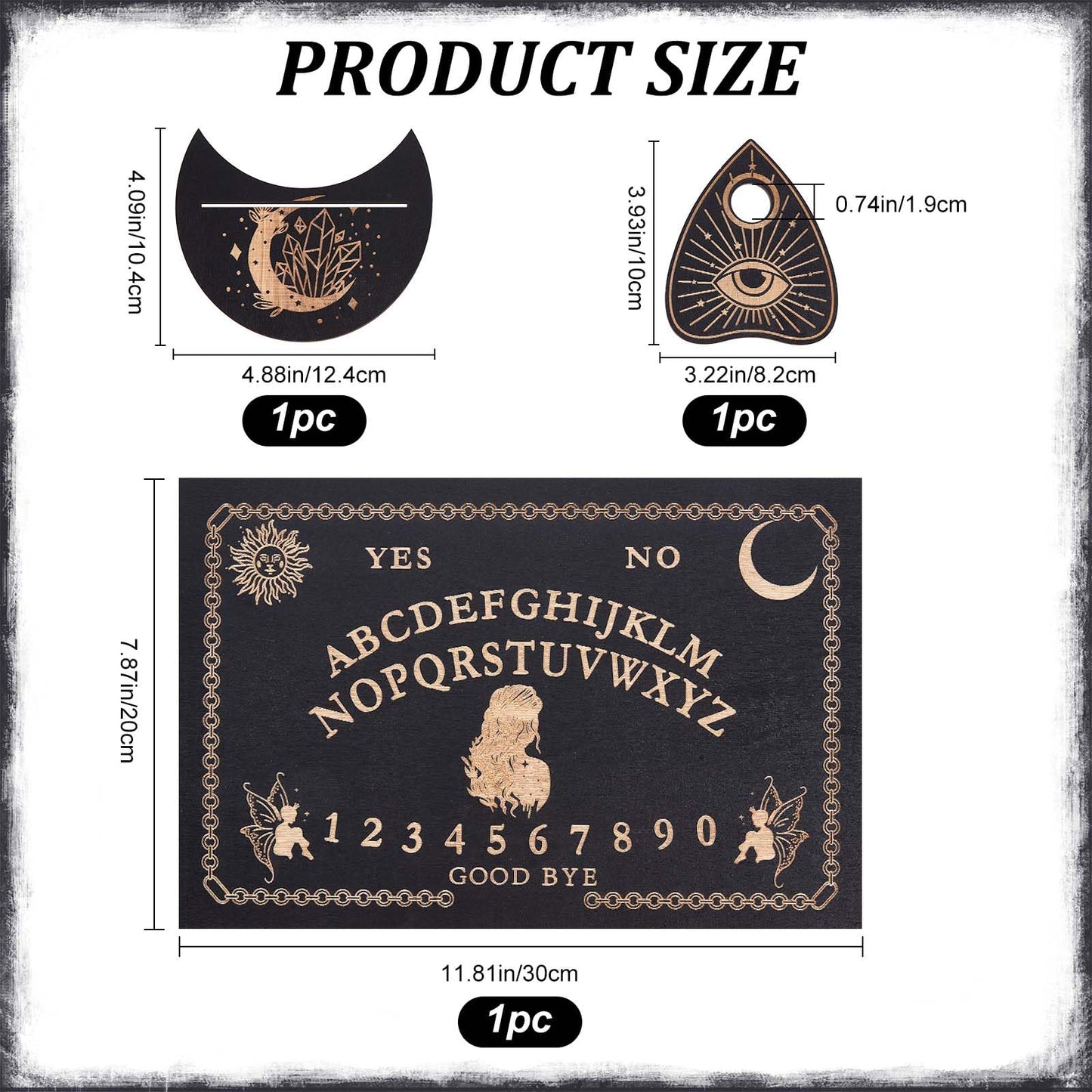 Creatcabin 3Pcs Wooden Spirit Board Kit Tarot Card Stand Holder Women Tarot Card Altar Stand Display Rack Talking Boards With Pl