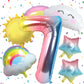 7Th Rainbow Birthday Decorations, 7Th Rainbow Birthday Foil Balloons Set With Sun Rainbow Gradient Stars And 40 Inch Number 7 Ba